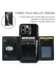 Luxury 3-in-1 Detachable Womens Leather Case For iPhone 13 Pro Max with Wallet Black